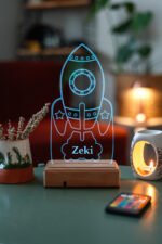 Kişiye Özel Hediye 3D Roket Dekoratif Led Gece Lambası - Görsel 4