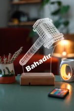 Kişiye Özel 3D Çekiç Masaüstü Dekoratif Led Lamba - Görsel 4