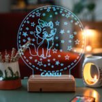 Çocuklara Özel 3D Kedi ve Yıldızlar Dekoratif Led Lamba