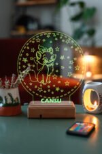 Çocuklara Özel 3D Kedi ve Yıldızlar Dekoratif Led Lamba - Görsel 7