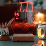 Çocuklara Özel Hediye 3D Sevimli Traktör Led Dekoratif Lamba