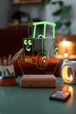Çocuklara Özel Hediye 3D Sevimli Traktör Led Dekoratif Lamba - Görsel 5