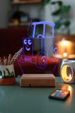 Çocuklara Özel Hediye 3D Sevimli Traktör Led Dekoratif Lamba - Görsel 6