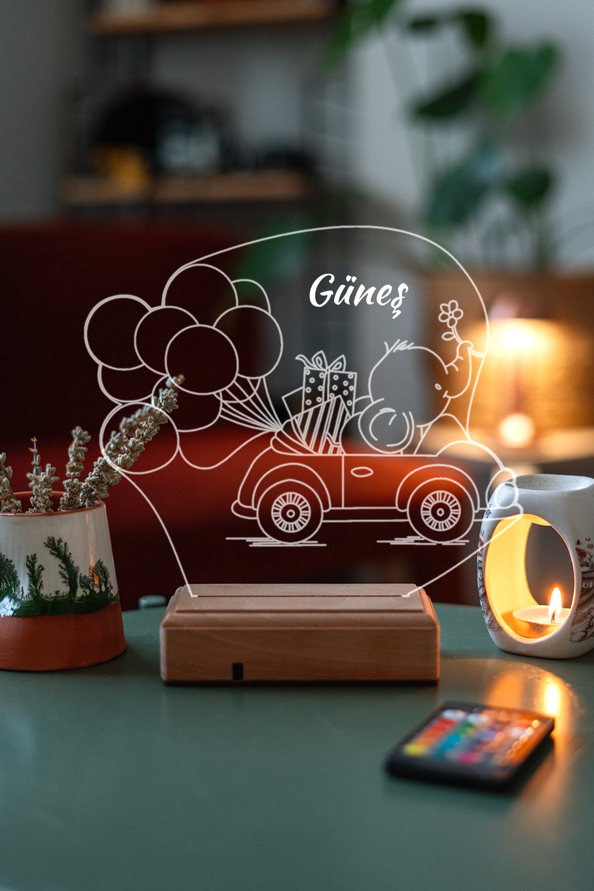 MDW-CO-1220 Çocuklara Özel Hediye 3D Fil ve Balonlar Dekoratif Led Lamba - Görsel 1