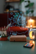 Çocuklara Özel Hediye 3D Unicorn ve Bulutlar Dekoratif Led Gece Lambası - Görsel 4