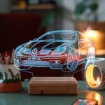 Kişiye Özel 3D Plakalı Aydınlatmalı Araba Masaüstü Led Lamba