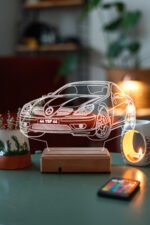 Kişiye Özel 3D Plakalı Aydınlatmalı Araba Masaüstü Led Lamba - Görsel 2