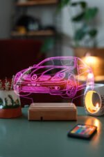 Kişiye Özel 3D Plakalı Aydınlatmalı Araba Masaüstü Led Lamba - Görsel 3
