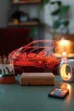 Kişiye Özel 3D Plakalı Aydınlatmalı Araba Masaüstü Led Lamba - Görsel 4