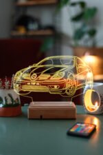 Kişiye Özel 3D Plakalı Aydınlatmalı Araba Masaüstü Led Lamba - Görsel 5