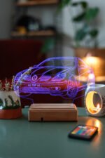 Kişiye Özel 3D Plakalı Aydınlatmalı Araba Masaüstü Led Lamba - Görsel 7