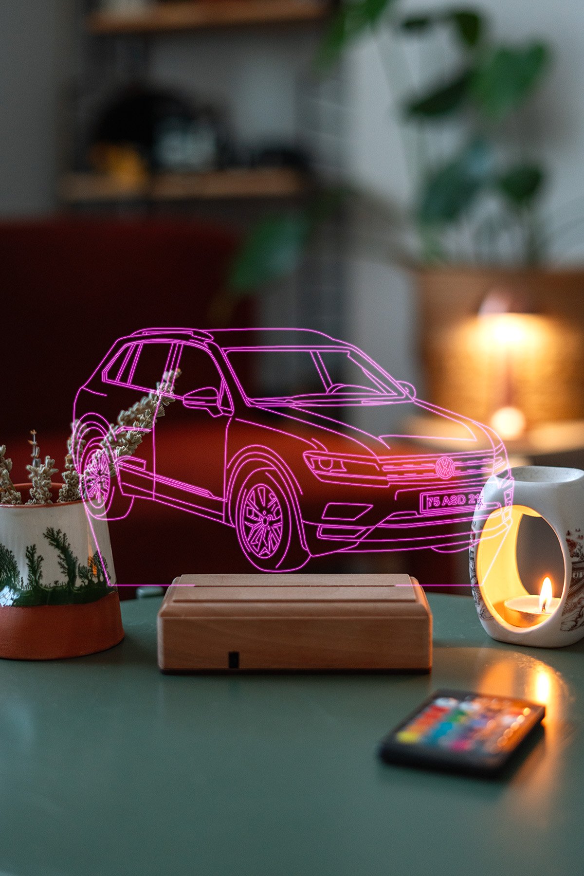 MDW-CR-1160 Kişiye Özel Plakalı Volkswagen Tiguan Hediyelik 16 Renkli Gece Lambası - Görsel 1