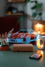 Porsche 911 Kişiye Özel Plakalı Kumandalı Gece Lambası - Görsel 4