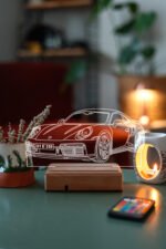 Porsche 911 Kişiye Özel Plakalı Kumandalı Gece Lambası - Görsel 7
