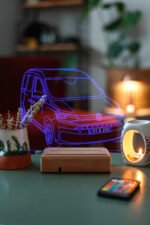 Volkswagen Caddy Hediyelik 16 Renkli Ahşap Gece Lambası - Görsel 2