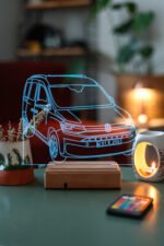 Volkswagen Caddy Hediyelik 16 Renkli Ahşap Gece Lambası - Görsel 4