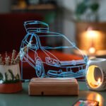 Hediyelik Volkswagen Polo 16 Renkli Ahşap Gece Lambası