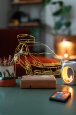 Hediyelik Volkswagen Polo 16 Renkli Ahşap Gece Lambası - Görsel 2