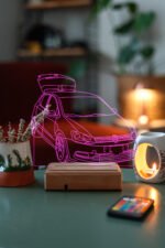 Hediyelik Volkswagen Polo 16 Renkli Ahşap Gece Lambası - Görsel 4
