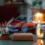 Hediyelik Volkswagen Golf 6 16 Renkli Ahşap Gece Lambası