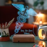 Doktorlar İçin Hediye Tıp Sembolü Asclepius'un Asası 16 Renk Gece Lambası