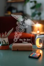 Doktorlar İçin Hediye Tıp Sembolü Asclepius'un Asası 16 Renk Gece Lambası - Görsel 7