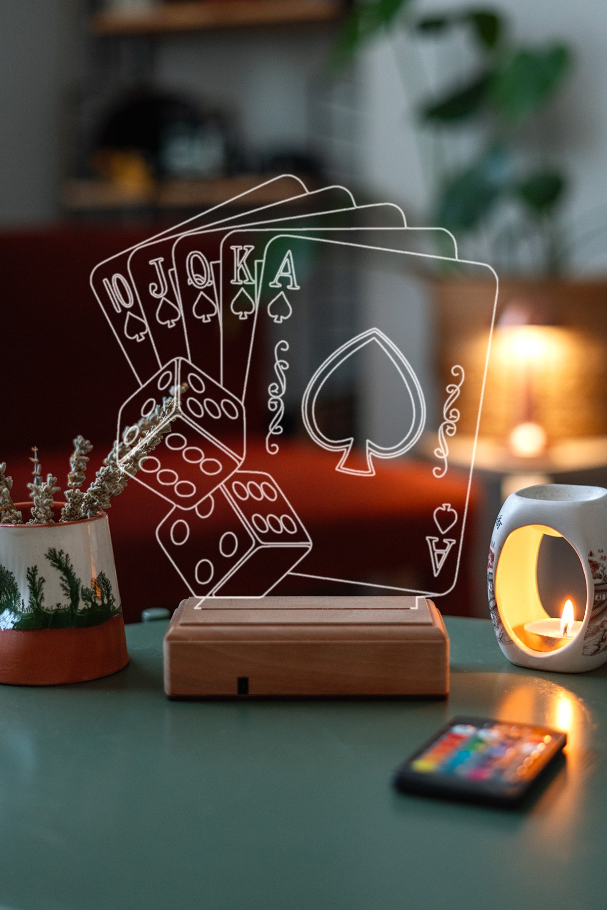 MDW-DU-1010 Özel Üretim Oyun Kartları 3D Dekoratif Led Lamba - Görsel 1