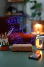 Özel Üretim Oyun Kartları 3D Dekoratif Led Lamba - Görsel 2