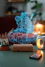 Özel Tasarım 3D Tank Masaüstü Dekoratif Led Lamba - Görsel 3