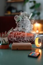 Özel Tasarım 3D Tank Masaüstü Dekoratif Led Lamba - Görsel 7