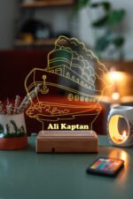 Kişiye Özel Hediye 3D Buhar Çıkaran Gemi Masaüstü Dekoratif Led Lamba - Görsel 7