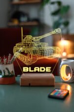 Kişiye Özel 3D Savaş TANK Masaüstü Dekoratif Led Lamba
