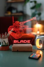 Kişiye Özel 3D Savaş TANK Masaüstü Dekoratif Led Lamba - Görsel 2