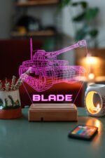 Kişiye Özel 3D Savaş TANK Masaüstü Dekoratif Led Lamba - Görsel 3