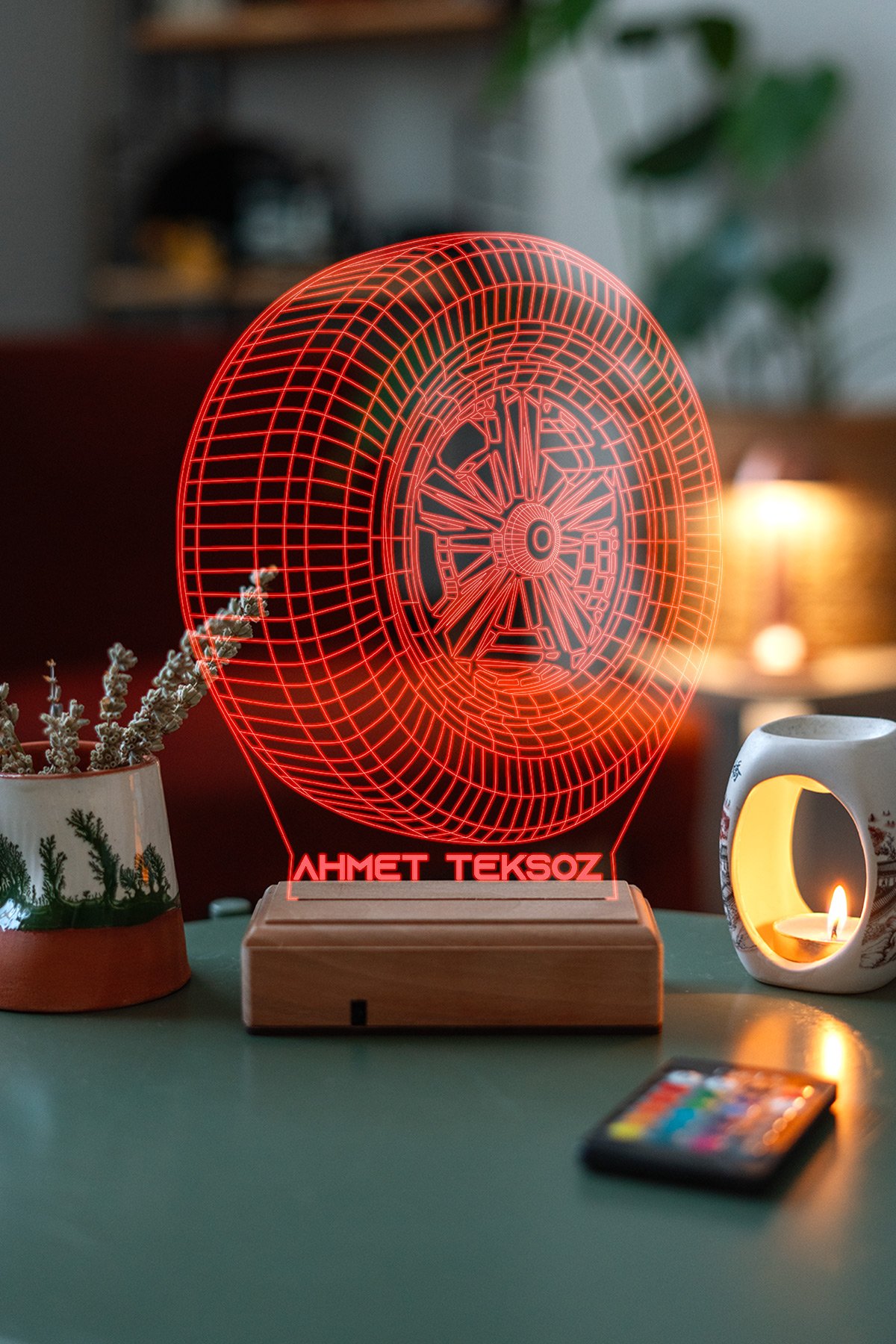 MDW-DU-1170 Kişiye Özel 3D Lastik ve Jant Masaüstü Dekoratif Led Lamba - Görsel 1