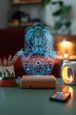Fatıma ‘nın Eli Hamsa 16 Renk Masa Lambası