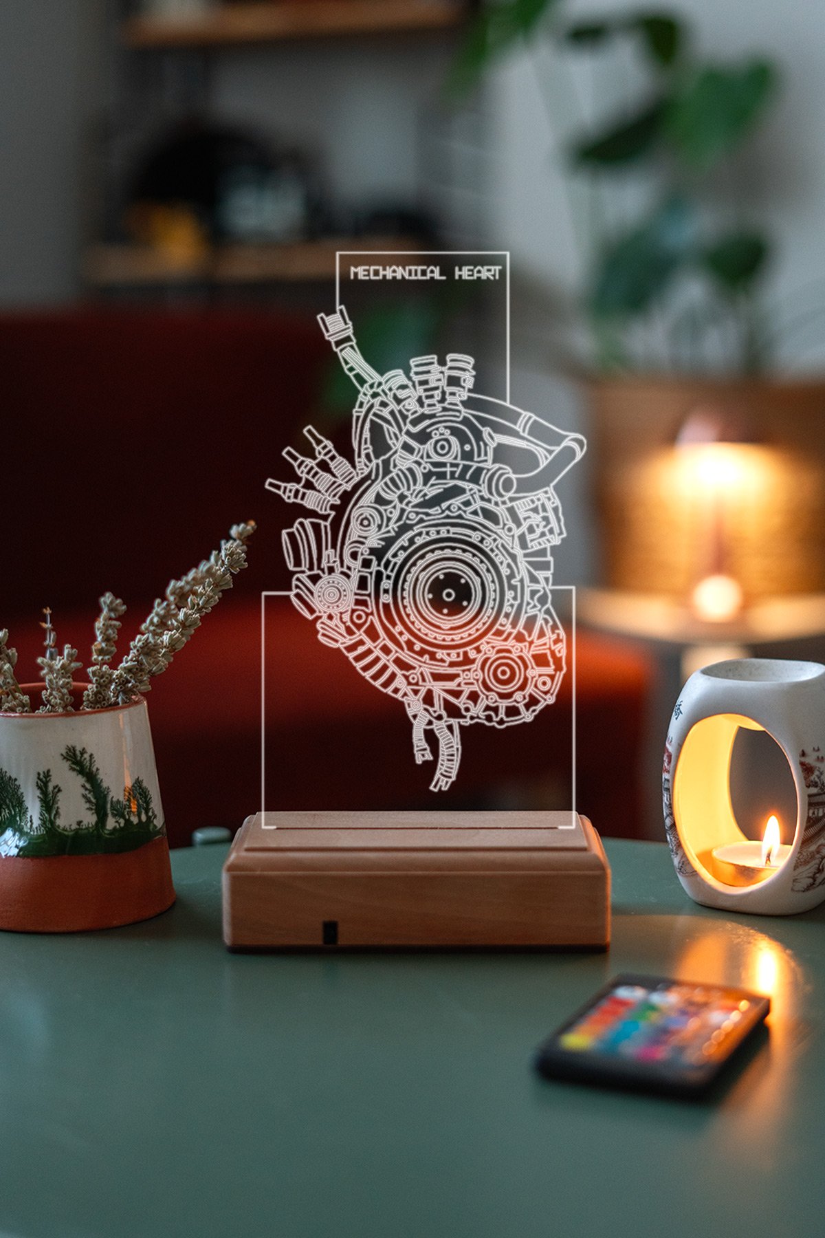 MDW-DU-1270 Mechanical Heart 16 Renk Dekoratif Led Lamba - Görsel 1