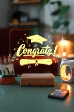 Congratulations Mezuniyet Hediyesi 16 Renkli Kumandalı Gece Lambası - Görsel 4