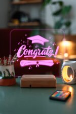 Congratulations Mezuniyet Hediyesi 16 Renkli Kumandalı Gece Lambası - Görsel 6