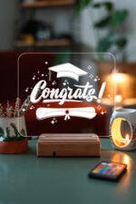 Congratulations Mezuniyet Hediyesi 16 Renkli Kumandalı Gece Lambası - Görsel 7