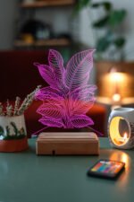 Dekoratif 3D Yapraklar Ev Dekorasyonu 16 Renk Gece Lambası - Görsel 5