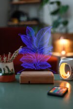 Dekoratif 3D Yapraklar Ev Dekorasyonu 16 Renk Gece Lambası - Görsel 6