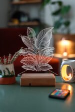 Dekoratif 3D Yapraklar Ev Dekorasyonu 16 Renk Gece Lambası - Görsel 7