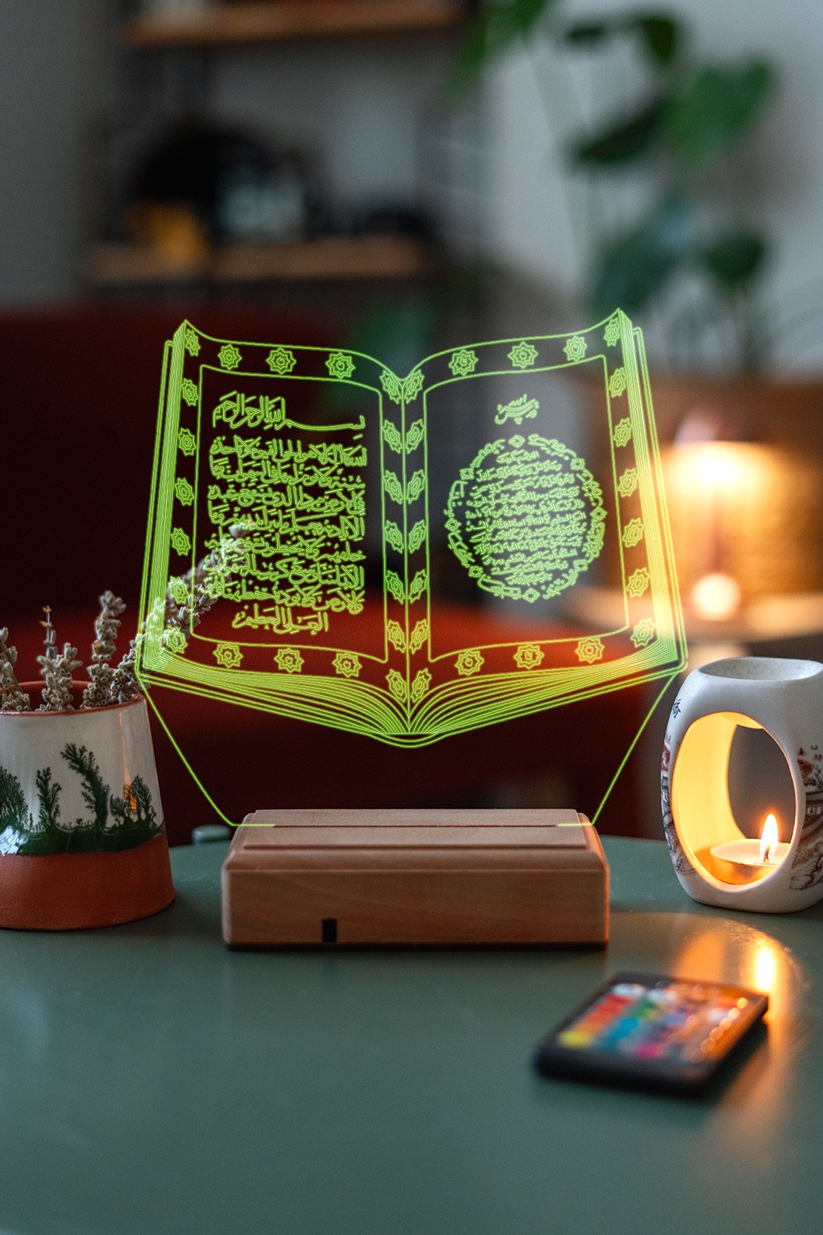 MDW-DU-1610 Dini Hediye Kuranı Kerim 16 Renkli Kumandalı Gece Lambası - Görsel 1