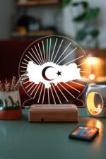 Türkiye Haritası Ay Yıldız Dekoratif 16 Renkli Kumandalı Gece Lambası