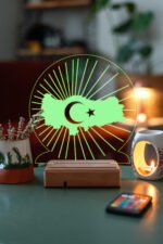 Türkiye Haritası Ay Yıldız Dekoratif 16 Renkli Kumandalı Gece Lambası - Görsel 3