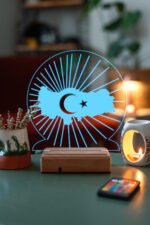 Türkiye Haritası Ay Yıldız Dekoratif 16 Renkli Kumandalı Gece Lambası - Görsel 4