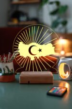 Türkiye Haritası Ay Yıldız Dekoratif 16 Renkli Kumandalı Gece Lambası - Görsel 5