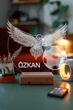 Kişiye Özel Kara Kartal 3D 16 Renk Led Gece Lambası