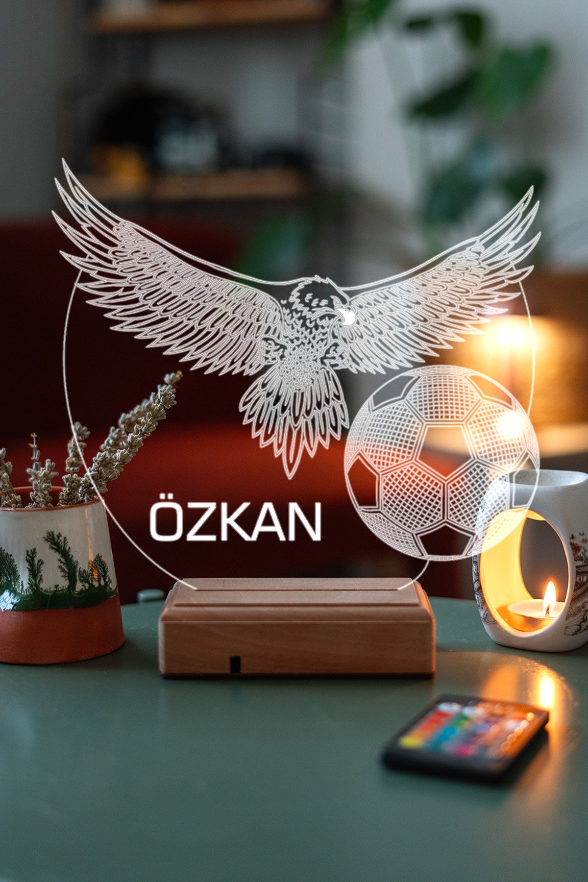 MDW-FL-1010 Kişiye Özel Kara Kartal 3D 16 Renk Led Gece Lambası - Görsel 1